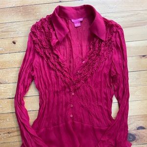 Sunny Leigh Red Button Down Shirt size Small